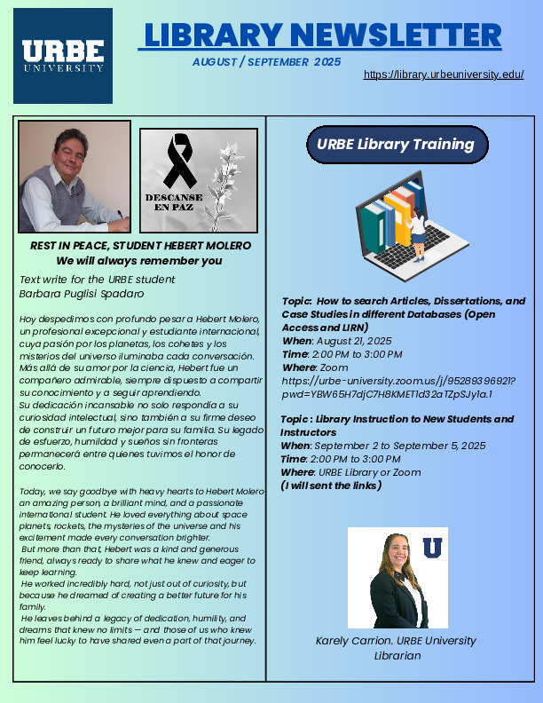 Newsletter August/September 2025